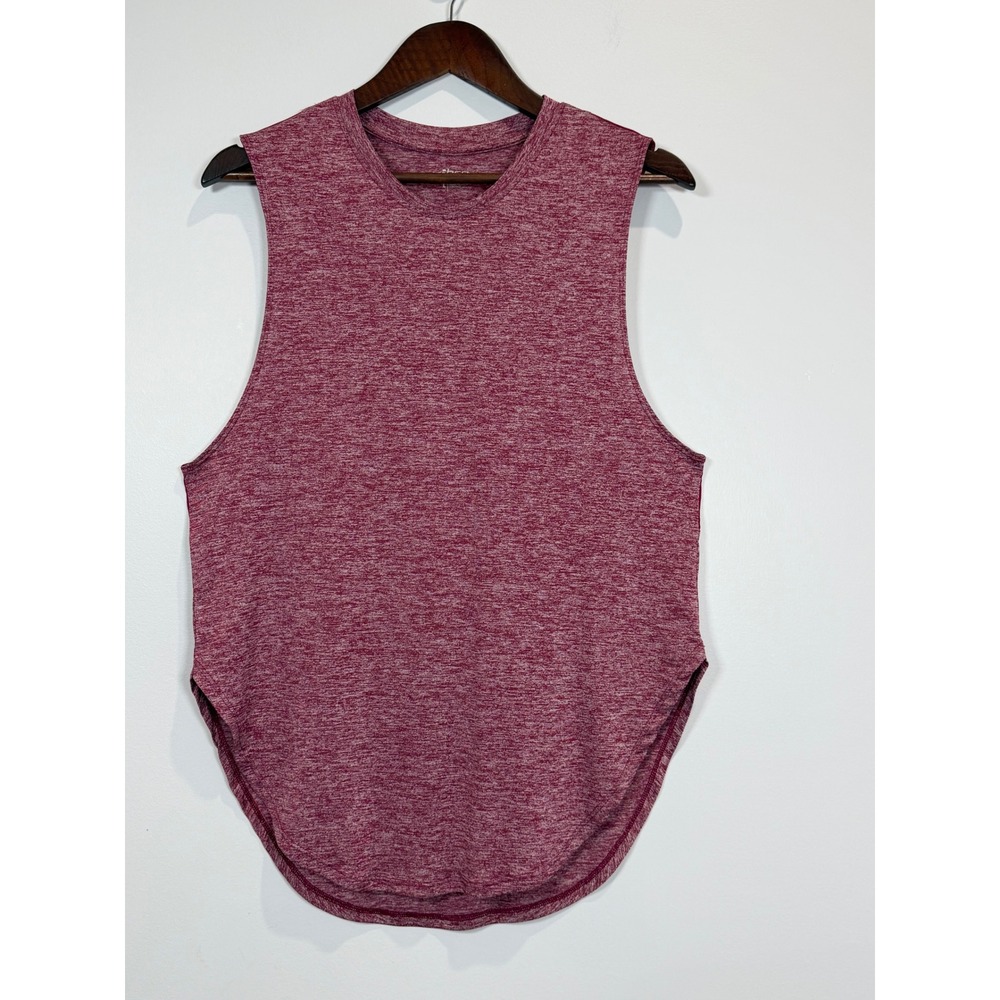 BCG Womens Muscle Tank Top Large Burgundy Heather Space Dye Curved Hem Athletic